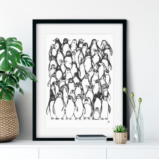 Penguin hand drawn illustration