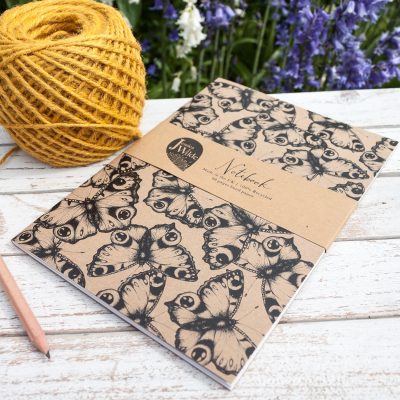 Peacock Butterfly A5 Recycled Notebook with lined paper. Designed in Staffordshire and made in the UK | Jessica Wilde Designs ©
