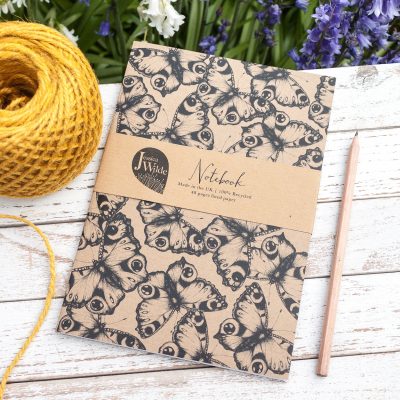 Peacock Butterfly A5 Recycled Notebook with lined paper. Designed in Staffordshire and made in the UK | Jessica Wilde Designs ©