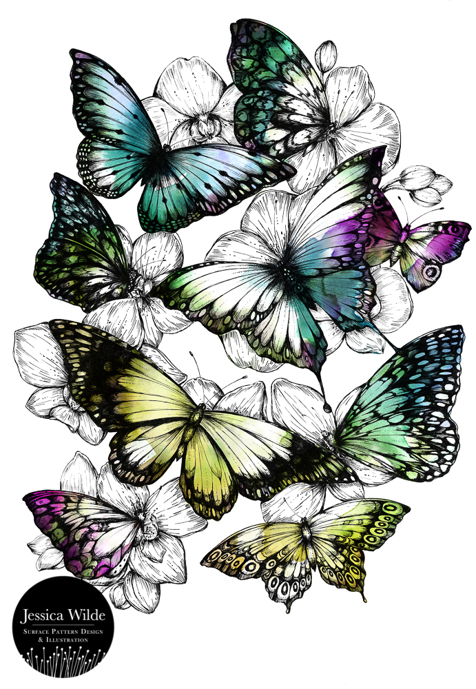 Butterfly Kaleidoscope Fine Art Giclée Print Jessica Wilde Design