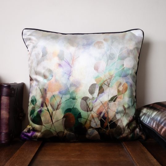 Midnight Botanica Luxury Velvet Throw Cushion | Pearl - Image 2