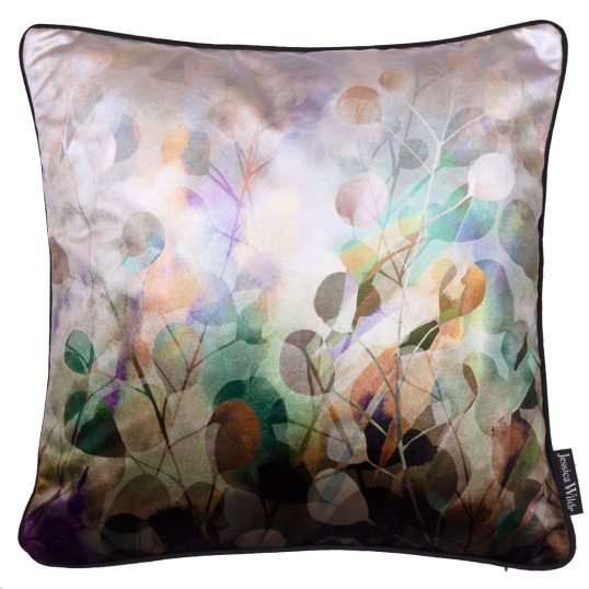 Midnight Botanica Luxury Velvet Throw Cushion | Pearl