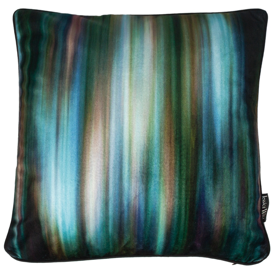 Waterfall Stripe Luxury Velvet Throw Cushion Forest Jessica Wilde