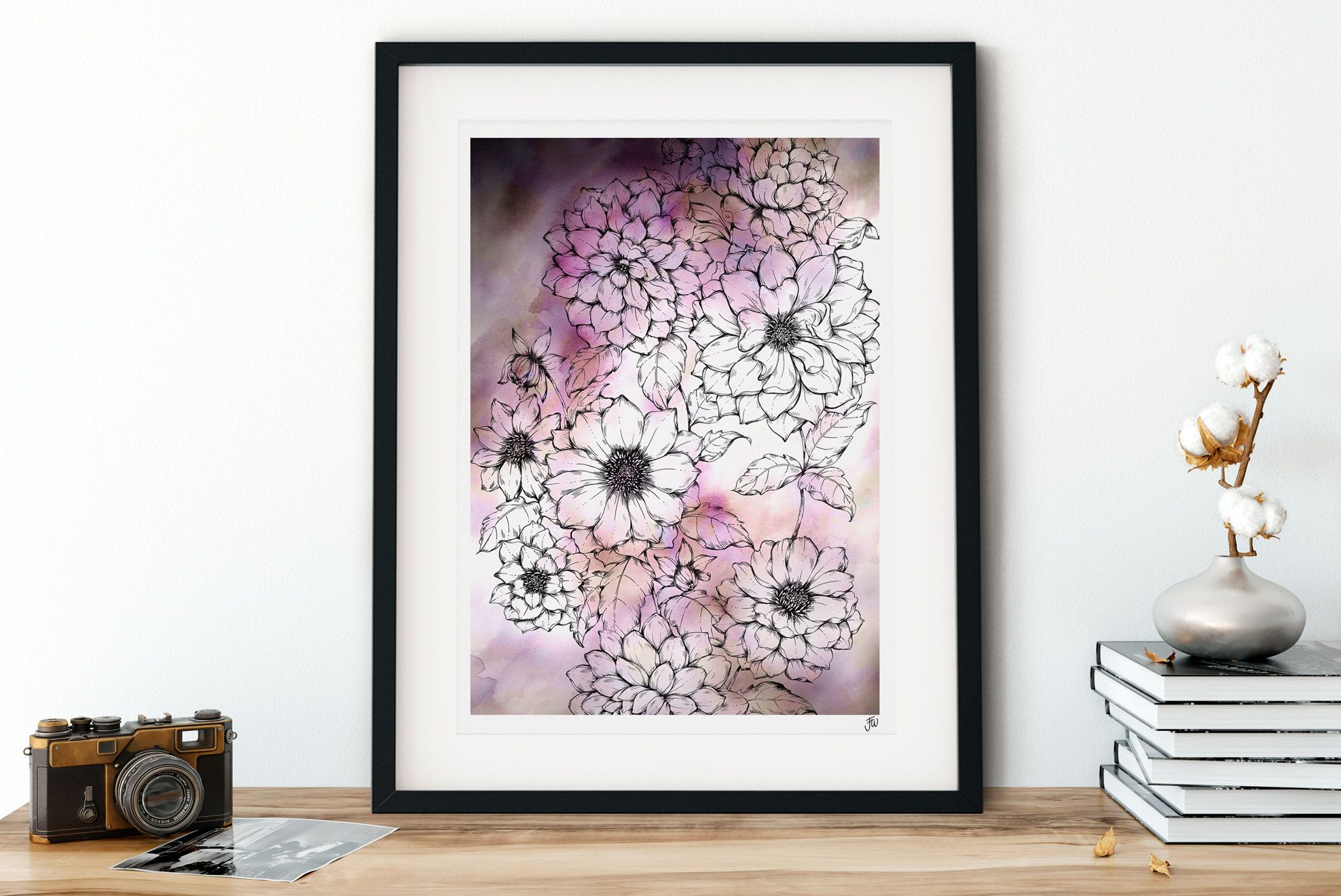 Dahlia Floral Illustration